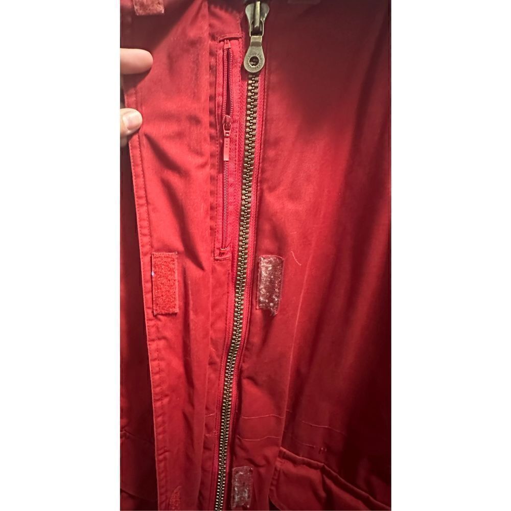Women's Lands' End Red Goose Down Fill Puffer Coat Size Medium With Wear - Picture 7 of 10